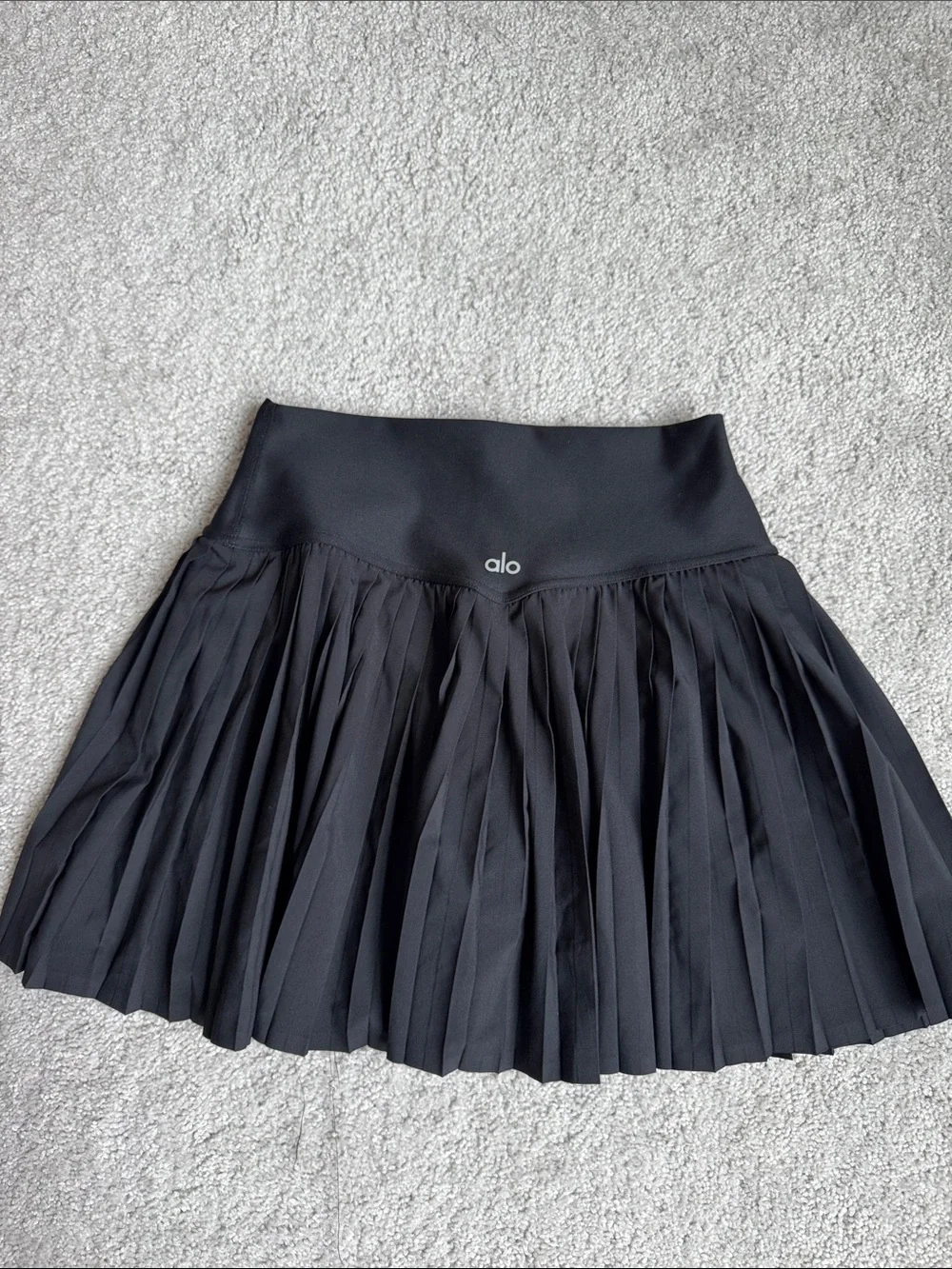 ALO Yoga Black Pleated Skater Skirt